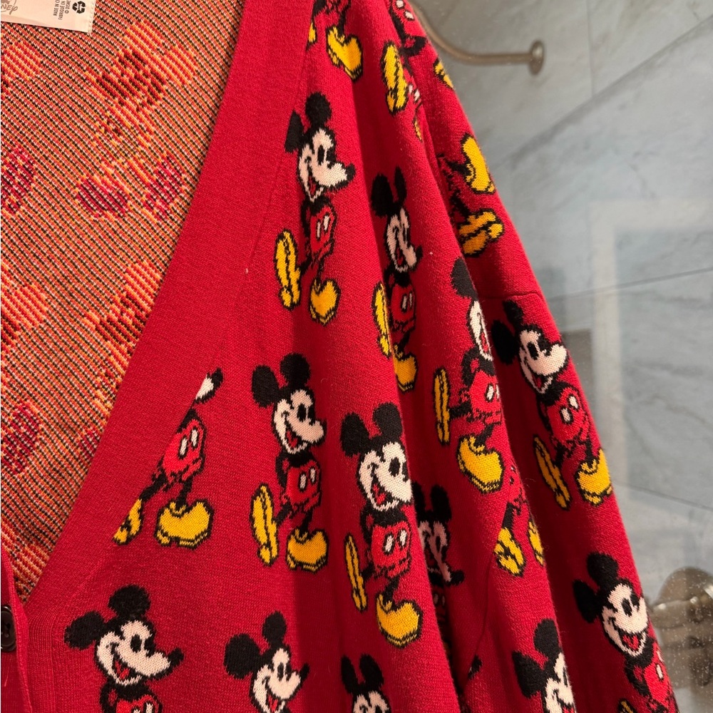 Red Disney Mickey Mouse button down cardigan 2xl - image 4